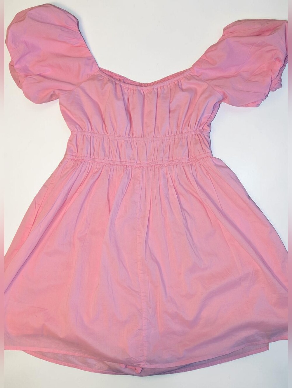 Hollister Pink Puff Sleeve Babydoll Mini Skater Dress w Hidden Shorts Large NEW